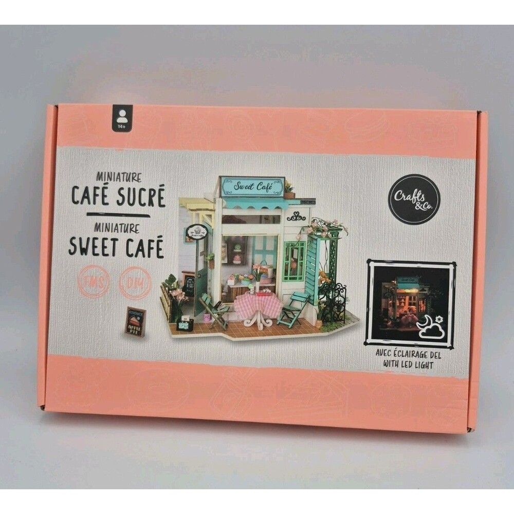 Crafts&Co Café Sucré 1:24 Wood Miniature Sweet Cafe DIY Kit Builder w/ LED 14+
